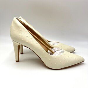 Clarks‎ Womens Size 10 Ivory Ostrich Leather Classic Pumps Heels Shoes NEW